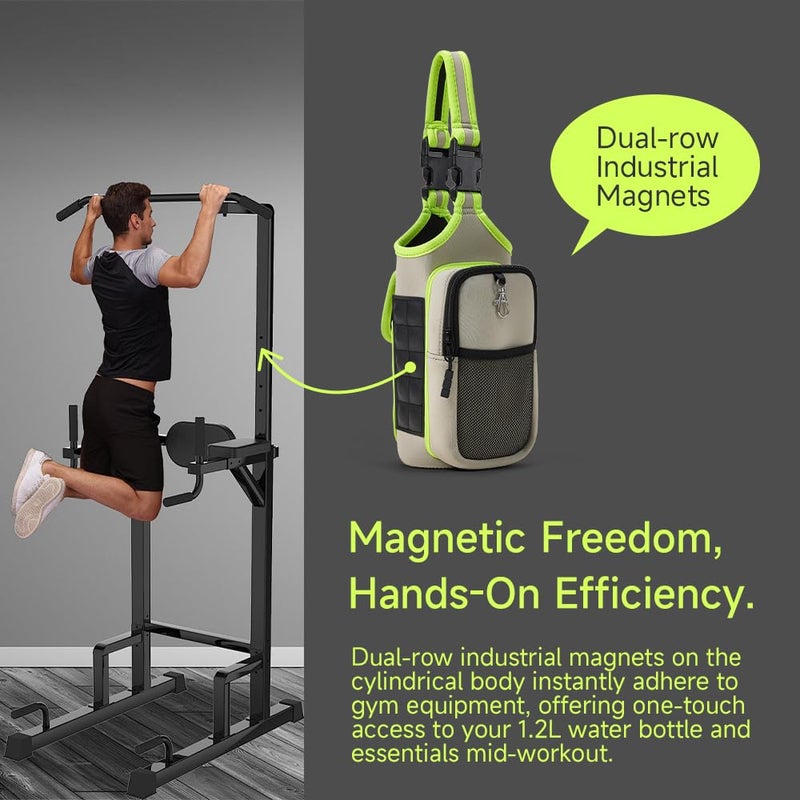 VAKAER Magnetic Gym Bag  Water Bottle Carrier Holder with Phone Pocket & Adjustable Strap 10 Ultra-Strong Magnets Stick to Fitness equipment  Workout Accessories Pouch for Women & Men (Light Grey) - Image 3